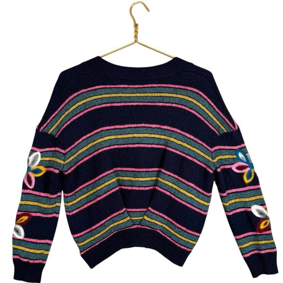 Moth Floral Embroidered Cardigan Wool Cashmere Blend Pleated Back XS - Picture 13 of 13